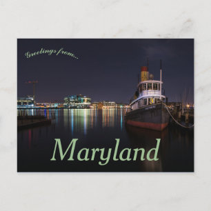 Nacht im Baltimore Hafen Maryland USA Postkarte