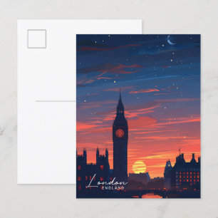 Nacht im Big Ben London England Travel Postkarte