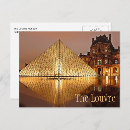 Nacht im Louvre, Paris, Frankreich Postkarte (Vorne/Hinten)