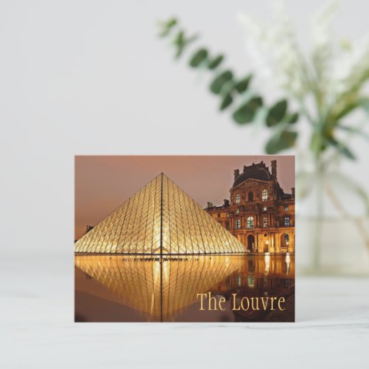 Nacht im Louvre, Paris, Frankreich Postkarte (Stehend Vorderseite)