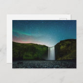 Nacht im Skógafoss Postkarte (Vorne/Hinten)