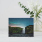 Nacht im Skógafoss Postkarte (Stehend Vorderseite)