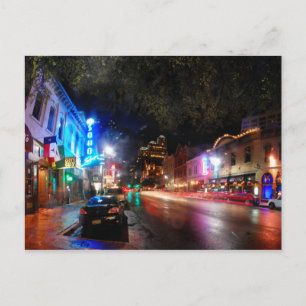 Nacht in 6th Street - Austin Texas Postkarte