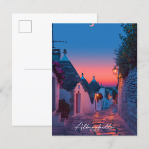 Nacht in Alberobello Italien Vintage Reisen Postkarte