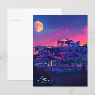 Nacht in Athen Griechenland Reise  Postkarte