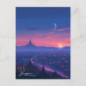 Nacht in Bagan Myanmar Vintage Travel Postkarte (Vorderseite)