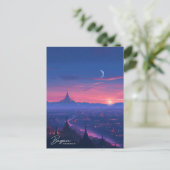 Nacht in Bagan Myanmar Vintage Travel Postkarte (Stehend Vorderseite)