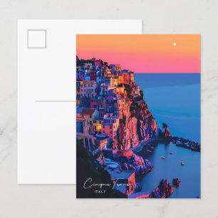 Nacht in Cinque Terre Italia Postkarte