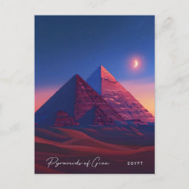 Nacht in den Pyramiden von Gizeh Ägypten Vintage R Postkarte