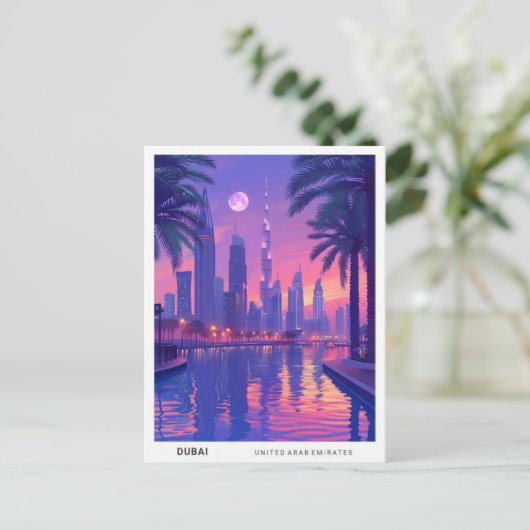 Nacht in Dubai UAE Reisen Postkarte (Stehend Vorderseite)