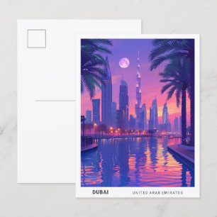 Nacht in Dubai Vereinigte Arabische Emirate Reise Postkarte