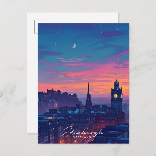 Nacht in Edinburgh Schottland Reisen Postkarte (Vorne/Hinten)