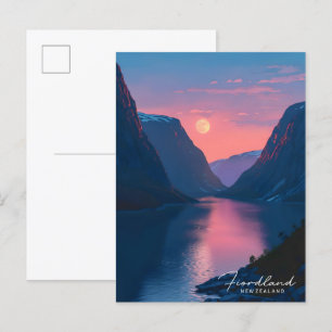 Nacht in Fiordland Neuseeland Reise Postkarte
