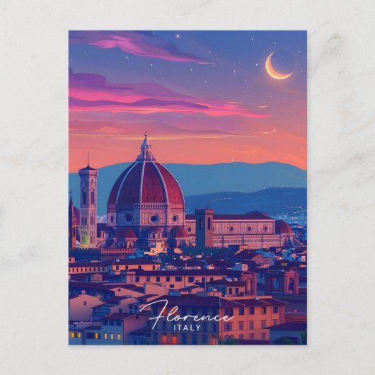 Nacht in Florenz Italien Reisen Postkarte (Vorderseite)