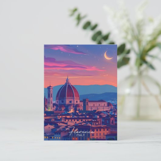 Nacht in Florenz Italien Reisen Postkarte (Stehend Vorderseite)