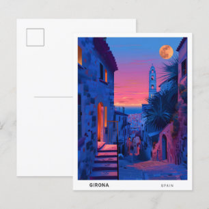 Nacht in Girona Spanien Reisen Postkarte