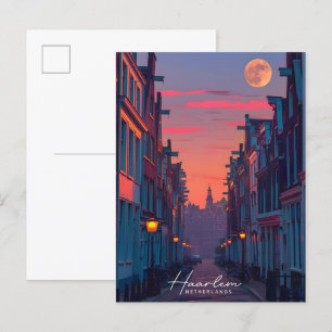 Nacht in Haarlem Niederlande Vintage Reise Postkarte
