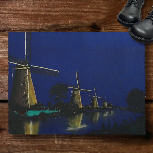 Nacht in Kinderdijk Fußmatte