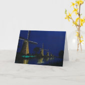Nacht in Kinderdijk Karte (Gelbe Blume)