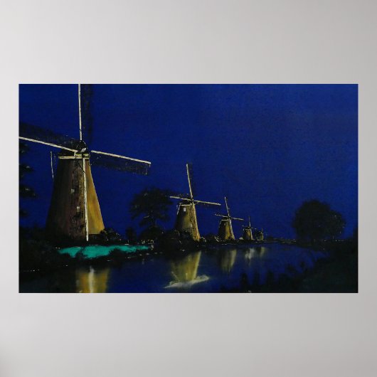 Nacht in Kinderdijk Poster (Vorne)