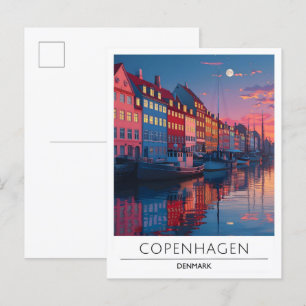 Nacht in Kopenhagen Dänemark Reisen Postkarte