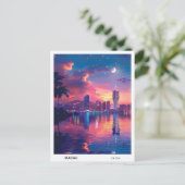 Nacht in Macau China Travel Postkarte (Stehend Vorderseite)