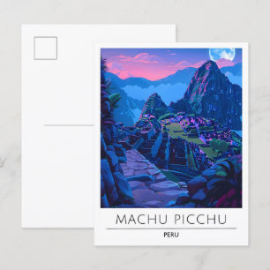 Nacht in Machu Picchu Peru Postkarte