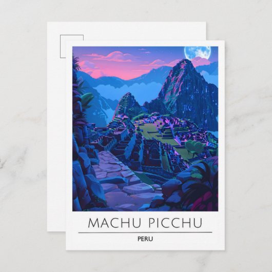 Nacht in Machu Picchu Peru Postkarte (Vorne/Hinten)