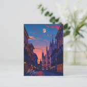 Nacht in Mailand Italien Reisen Postkarte (Stehend Vorderseite)
