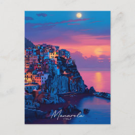 Nacht in Manarola Italien Vintage Reisen Postkarte