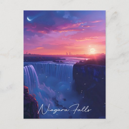 Nacht in Niagara Falls Travel Postkarte (Vorderseite)