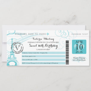 Nacht in Paris   Aqua Sweet 16 Geburtstag Einladung