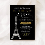 Nacht in Paris Eiffel Tower Gold Sweet 16 Geburtst Einladung<br><div class="desc">Ooh La La! Diese "Night in Paris" französisch inspiriert Sweet 16 Birthday Party Einladung verfügt über ein glitzerndes Imitat silber Glitzer Eiffelturm und ein chic Farbschema von antiken Gold, Schwarz und Weiß. Der elegante und stilvolle Text kann mit dem Namen der Geburtstagsfrau, den Sie für ihre besondere Veranstaltung bevorzugen, völlig...</div>