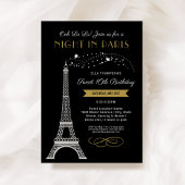 Nacht in Paris Eiffel Tower Gold Sweet 16 Geburtst Einladung