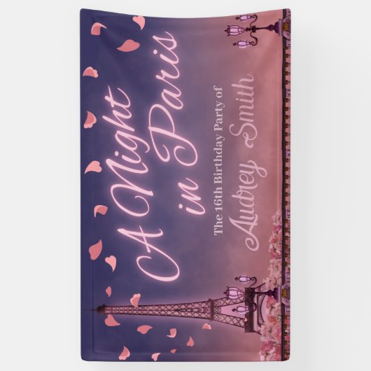 Nacht in Paris - Geburtstag Banner (Vertikal)