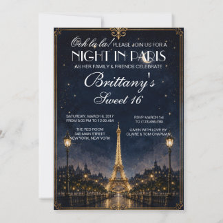 Nacht in Paris Sweet 16 individuelle Einladung