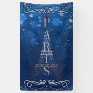 Nacht in Paris unter den blauen silbernen Party St Banner
