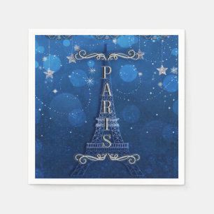 Nacht in Paris unter den Sternen Blau Silber Party Serviette