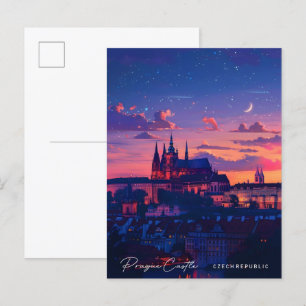Nacht in Prag Burg Tschechische Republik Reisen Postkarte