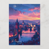 Nacht in Prag Tschechien Postkarte (Vorderseite)