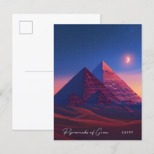 Nacht in Pyramiden von Giza Ägypten Vintage Reise Postkarte