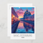 Nacht in Sankt Petersburg Russland Reisen Postkarte (Vorne/Hinten)