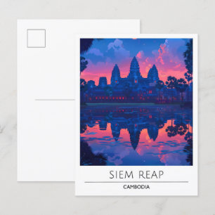 Nacht in Siem Reap Kambodscha Reise  Postkarte