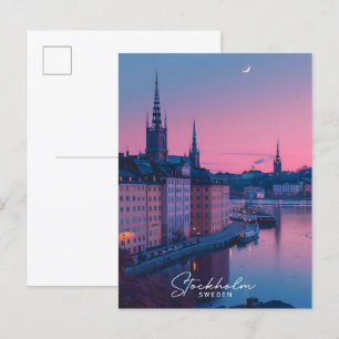Nacht in Stockholm Schweden Vintage Travel Postkarte