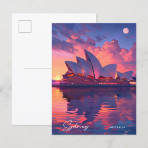 Nacht in Sydney Australien Vintage Reise Postkarte
