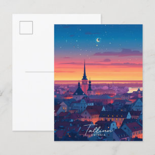 Nacht in Tallinn Estland Reise Postkarte