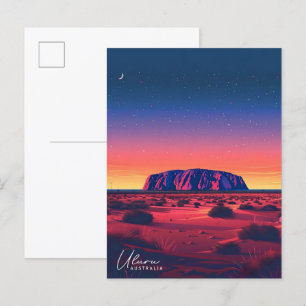 Nacht in Uluru Australien Vintage Reise Postkarte