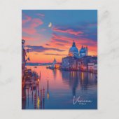Nacht in Venedig Italien Vintage Reise Postkarte (Vorderseite)