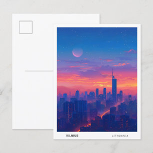 Nacht in Vilnius Litauen Reisen Postkarte