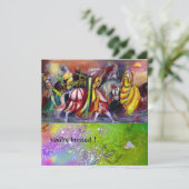 NACHT, lila, rosa grüne Glitzern Einladung (Stehend Vorderseite)